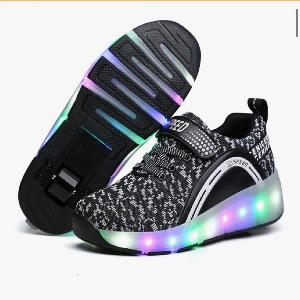 LED Light-Up Kids Sneakers - Black Kids Size 1
